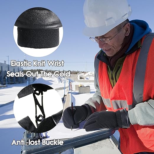 HANDLANDY Winter Gloves for Men Women, Thermal Gloves for Cold Weather Driving Cycling Ski Outdoor, Insulated Leather Work Gloves (Small, Black)-StrideForce Fitness