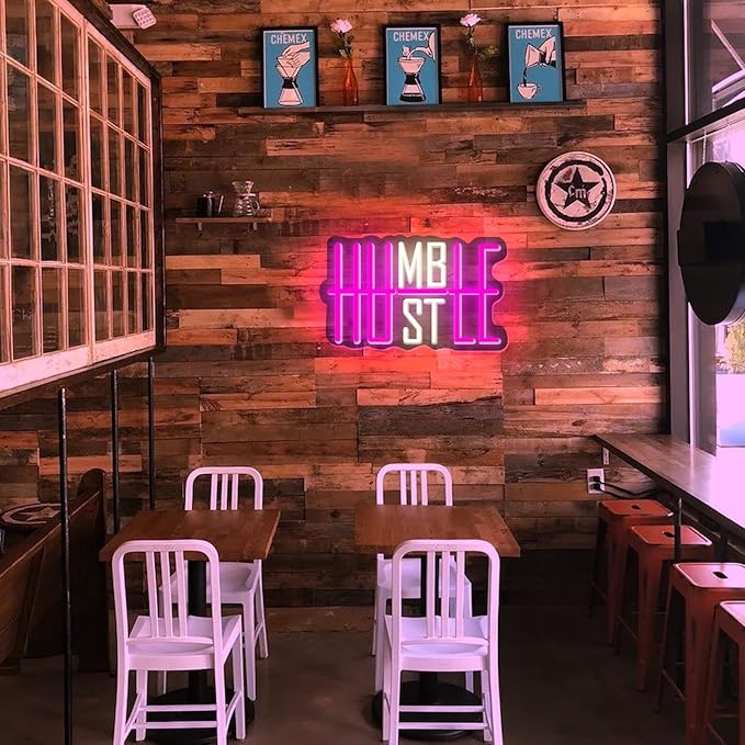 LED Neon Sign HUSTLE Neon Light Christmas Wedding Party Decoration Wall Neon Lamp USB Powered Children Bedroom Night Light Gift (HUSTLE)-StrideForce Fitness