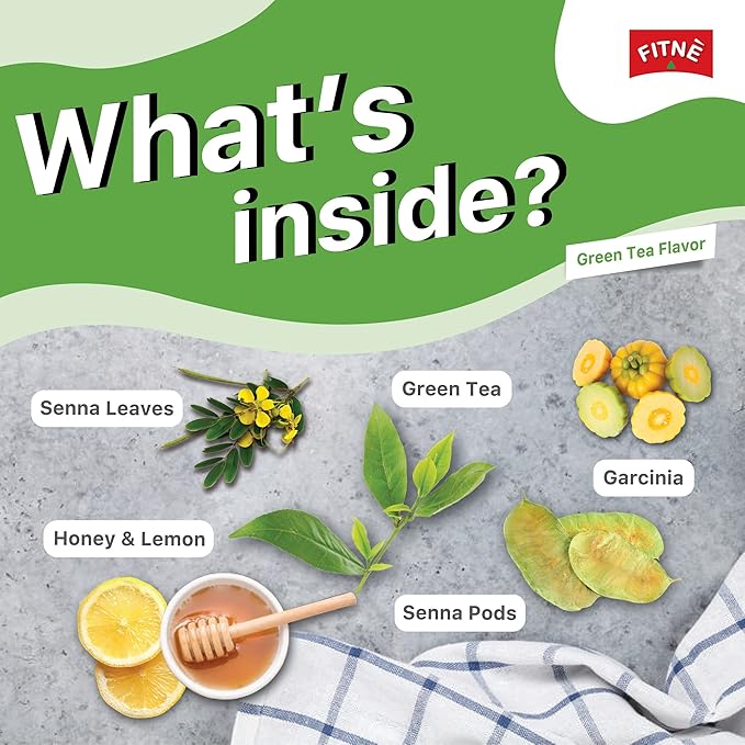 FITNE Green Tea Herbal Honey Lemon With Garcinia Senna Infusion Gentle Detox Cleanse High Antioxidant No Calories Stevia Sweetener, 30 Tea Bags-StrideForce Fitness