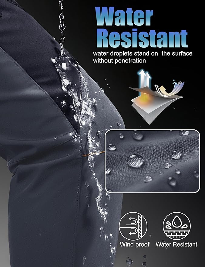 MAGCOMSEN Men's Snow Ski Pants Fleece Lined Water Resistant Winter Pants with 4 Zip Pockets for Snowboard Hiking Outdoor