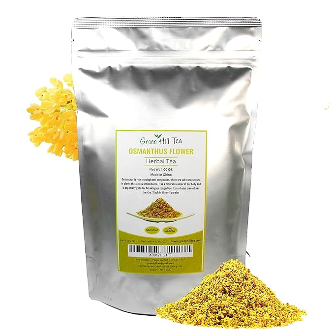 Green Hill Tea Osmanthus Flower Dried – Premium– Fragrant Osmanthus Dried Flowers -Loose Leaf Osmanthus Tea – 100% Pure, Natural, Non-GMO – Great for Brewing, Baking & Infusions 4 OZ-StrideForce Fitness