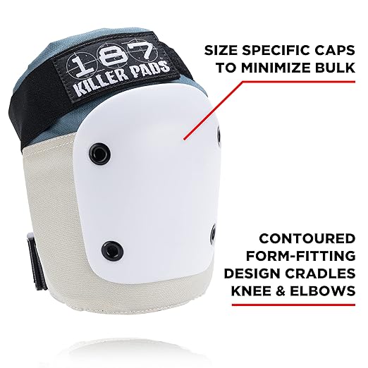 187 KILLER PADS Knee Pads, Elbow Pads Combo Pack, Stone Blue, Small/Medium-StrideForce Fitness