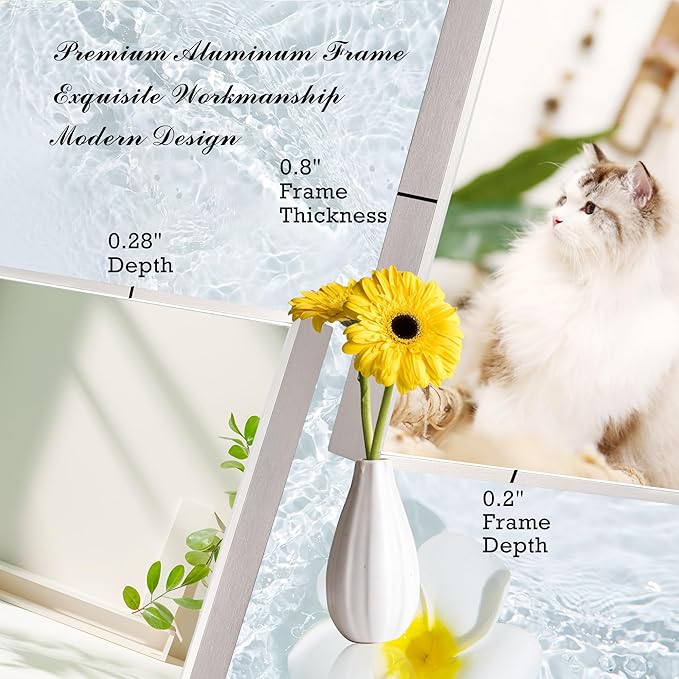 27x40 Inch Nickel Bathroom Mirror for Wall, Aluminum Frame Rectangle Rectangular Vanity Mirror, Modern Large for Bedroom, Living Room, Horizontal or Vertical-StrideForce Fitness