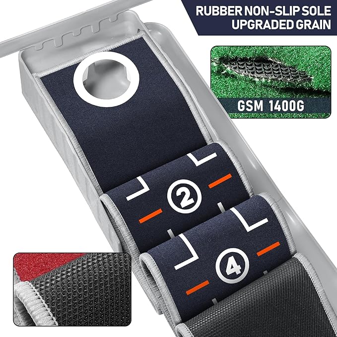 Mini Golf Putting Mat - Indoor/Outdoor with Ball Return Alignment Guide & Durable Velvet Crystal Mat Golf Accessories for Men Enjoy Speedy Wrinkle-Resistant Putting Fun-StrideForce Fitness