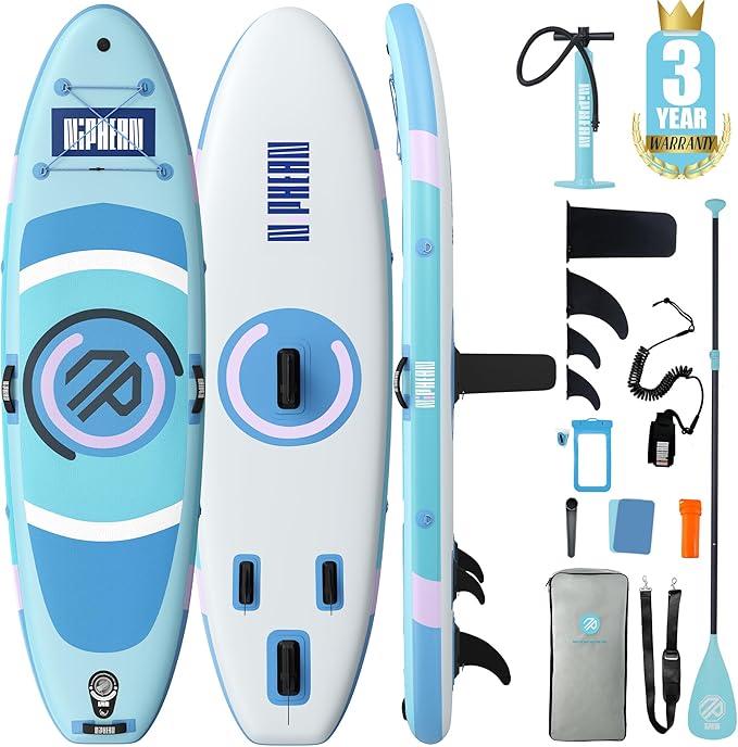 Niphean（Ultra-Light）Inflatable Paddle Board with (Beginner Friendly) StabilTrac Fin and Durable SUP Accessories, 10' Stand Up Paddle Boards for Adults & Youth, Versatile Yoga Paddle Board, Gift Ideas-StrideForce Fitness