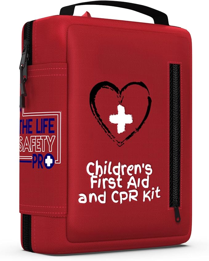 Portable First Aid Kit for Kids with CPR Shield - Ideal for Home, Car, School, Camping, and as a Travel First aid kit. Latex-Free Bandages – Children First Aid Guide by The Life Safety Pro-StrideForce Fitness
