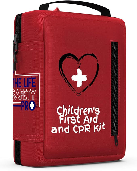 Portable First Aid Kit for Kids with CPR Shield - Ideal for Home, Car, School, Camping, and as a Travel First aid kit. Latex-Free Bandages – Children First Aid Guide by The Life Safety Pro-StrideForce Fitness