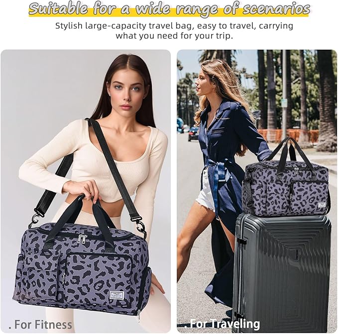 FIORETTO Women's Gym Duffle Bag with Shoes Compartment, 37L Capacity, Ideal for Travel, Gym, Sports, Duffel, Weekender-StrideForce Fitness