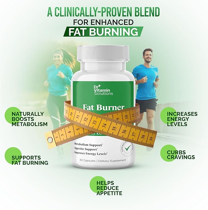 DR VITAMIN SOLUTIONS Fat Burner & Appetite Control Weight Loss Supplements for Women & Men - Metabolism Booster w/L-Carnitine, CLA, Chromium - Appetite Suppressant for Weight Loss - 30 Capsules-StrideForce Fitness