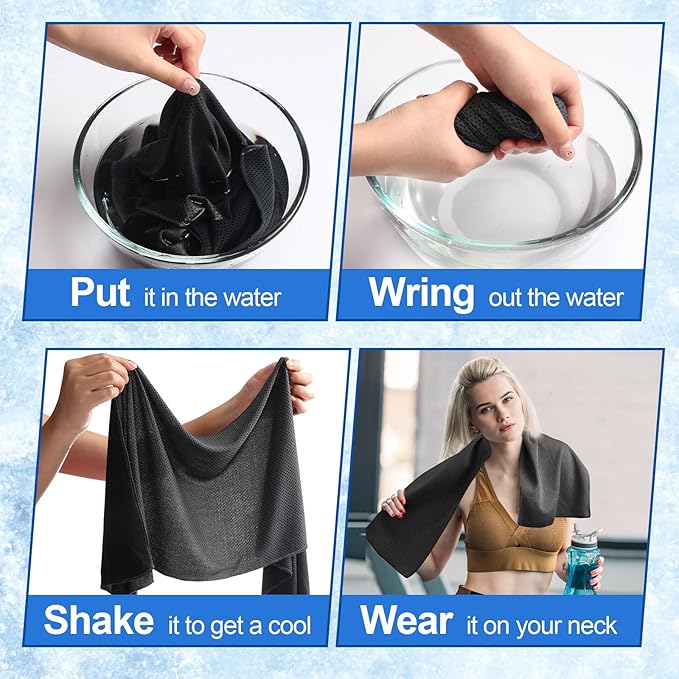 Shellwei 50 Pcs Cooling Towel 40 x 12 Inch Microfiber Workout Towels Breathable Chilly Towel Ice Cool Cold Towels Bulk Fast Drying Absorbent Sweat Rag for Neck Yoga Sports Golf Gym-StrideForce Fitness