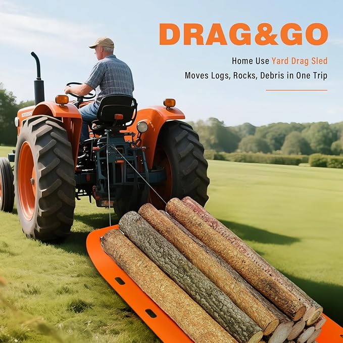 Yard Drag Sled - 48x110” Large Yard Glider Heavy-Duty Multipurpose Drag Mat Home Easy Use for Carrying Stone, Leaves, Log, Boxes-StrideForce Fitness