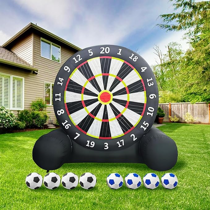 Giant Inflatable Soccer Dart Board, 10ft Inflatable Soccer Kick Darts Games with Blower & 8 Sticky Soccer Balls, Outdoor Inflatable Soccer Target Dart Board Yard Game-StrideForce Fitness