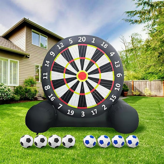 Giant Inflatable Soccer Dart Board, 10ft Inflatable Soccer Kick Darts Games with Blower & 8 Sticky Soccer Balls, Outdoor Inflatable Soccer Target Dart Board Yard Game-StrideForce Fitness