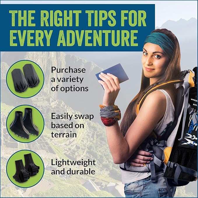 4 Pack of Extra Durable Rubber Replacement Tips (Replacement Feet/Paws/Ferrules/Caps) for Trekking Poles - Fits All Standard Hiking and Nordic Walking Poles-StrideForce Fitness