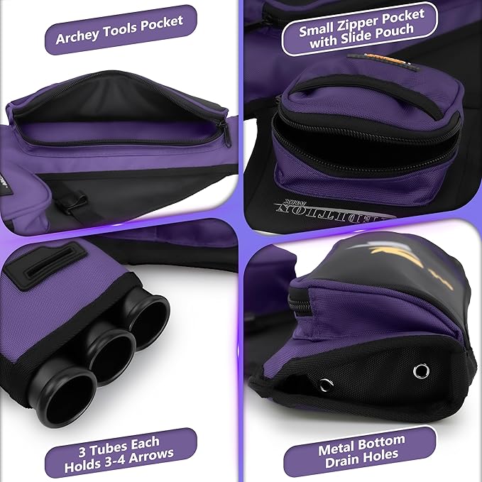 SUNYA Archery Hip Quiver for Arrows. Includes 3 Tubes Arrow Holder, Accessories Pockets and Waist Belt. Fit for Compound and Recurve Bow Practice.-StrideForce Fitness