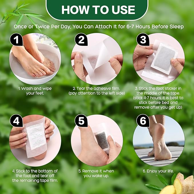 XIWEIOO100 Pack Foot Pads Paches,feet Deep Cleansing Bamboo Foot Paches, Ginger Foot Pads Foot Care Pads |Natural Bamboo Charcoal Ginger Oil Care Patch-StrideForce Fitness