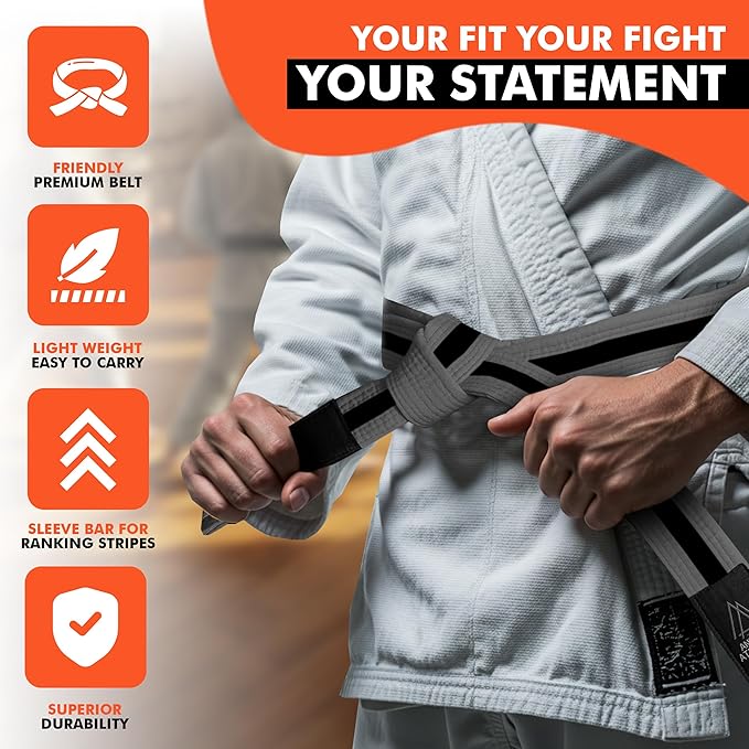 Brazilian Jiu Jitsu Belts Preshurunk Martial Arts Youth BJJ Belts for Girls & Boys with BJJ Ranking Stripes-StrideForce Fitness