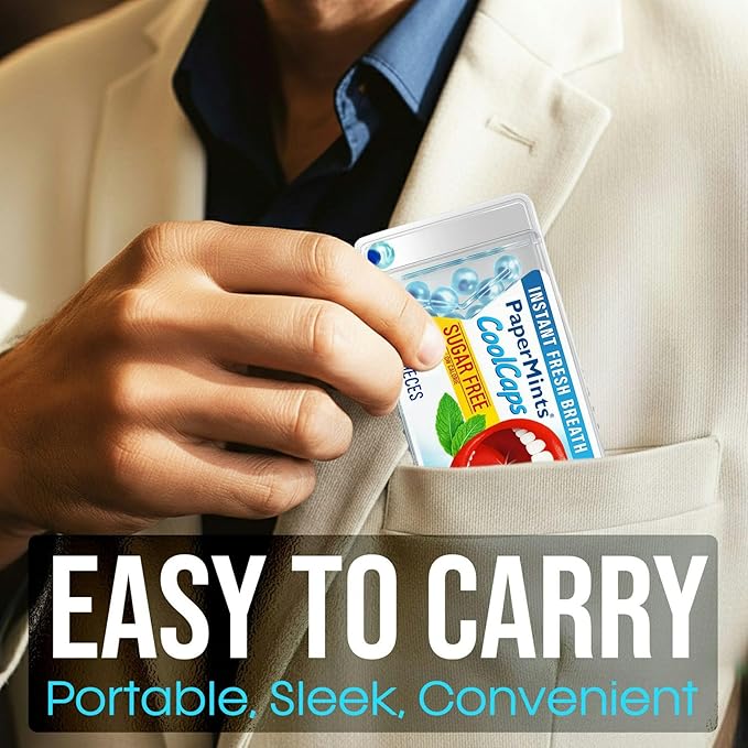 Papermints Coolcaps Sugar-Free Breath Mints 24 x 40-pack. Keto-Friendly Gut Cleanse Breath Freshener Bad Breath Treatment for Dry Mouth & Halitosis. Mouthwash Travel size.