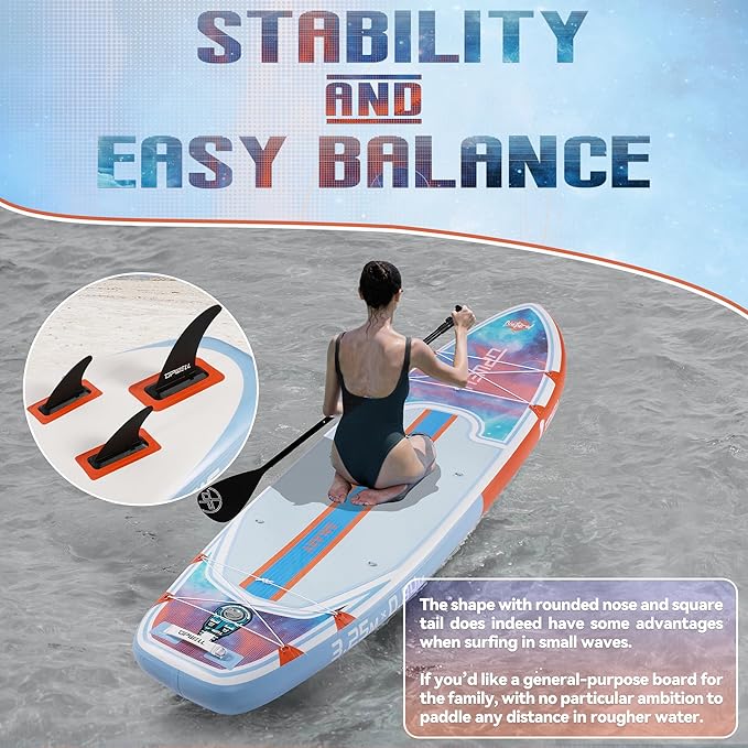 UPWELL 11’6”/11'2”/11'/10'8”/10'6”/10'2” Inflatable Stand Up Paddle Board with sup Accessories Including Backpack, Repairing Kits, Non-Slip Deck, Leash, 3 Fins, Paddle and Hand Pump-StrideForce Fitness