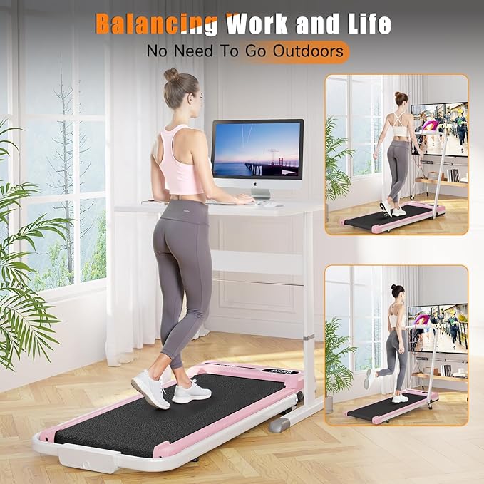 Incline Walking Pad with Handle Bar, Folding Treadmill Foldable Portable Under Desk for Home Office, Ultra Quiet <45dB, Safety Lock, 300+ LB Capacity-StrideForce Fitness