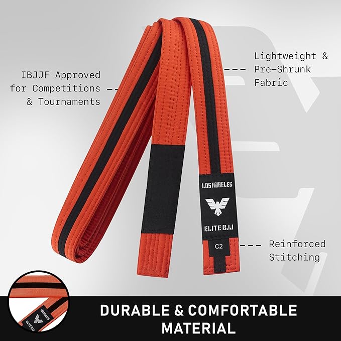 Elite Sports Kids Brazilian Jiu Jitsu Belts Preshurunk Martial Arts Youth BJJ Belts for Girls & Boys with BJJ Ranking Stripes-StrideForce Fitness