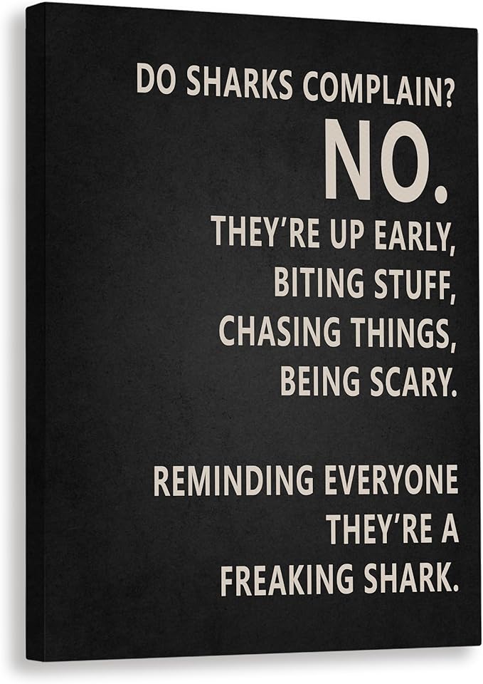 Rusenbao Gym Motivational Workout Wall Art, Home Gym Decor, Do Sharks Complain About Monday, Inspirational Workout Posters for Home Gym Decoration, 11x14 inch-StrideForce Fitness