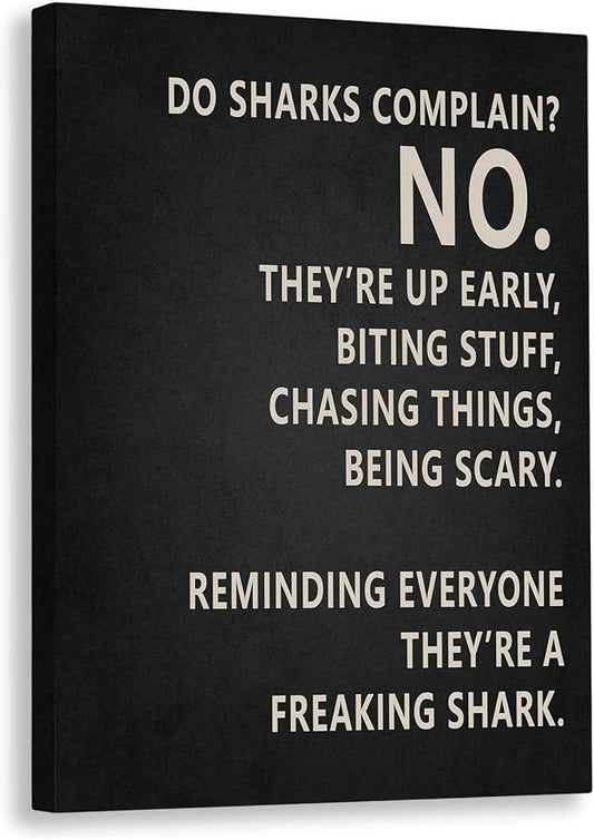 Rusenbao Gym Motivational Workout Wall Art, Home Gym Decor, Do Sharks Complain About Monday, Inspirational Workout Posters for Home Gym Decoration, 11x14 inch-StrideForce Fitness