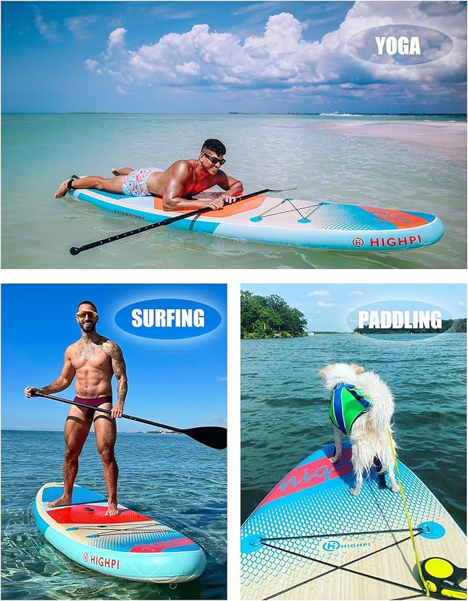Highpi Inflatable Stand Up Paddle Board for Youth and Adults – Wide Sup with Premium Accessories, Blow Up Paddleboard for Surfing, Fishing, Yoga & More-StrideForce Fitness