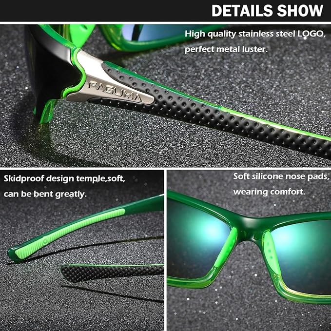 FAGUMA Sports Polarized Sunglasses For Men Cycling Driving Fishing UV400 Protection-StrideForce Fitness