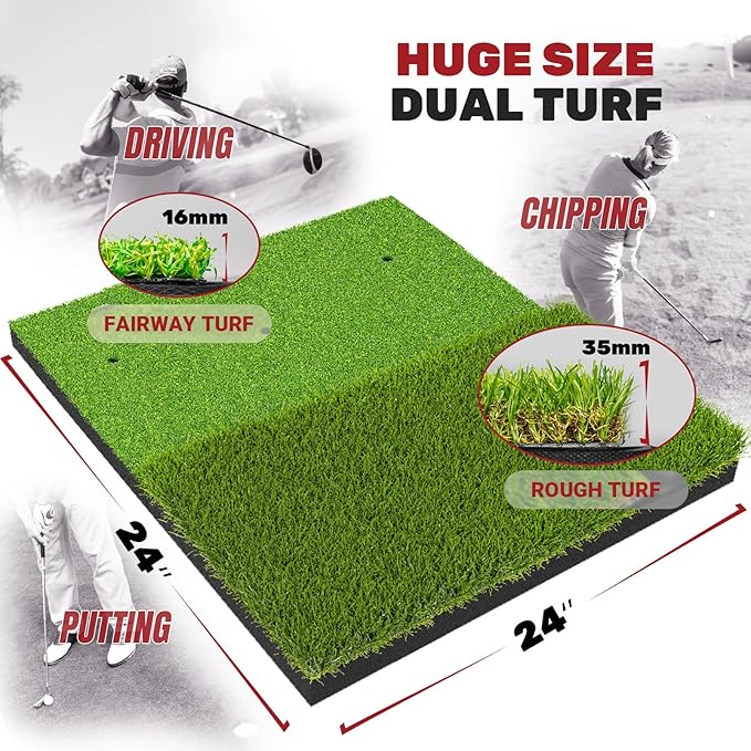 SAPLIZE Foldable Heavy-Duty Golf Hitting Mat, Practice Mat with 10mm EVA Rubber Backing, Larger Size for Indoor/Outdoor Swing and Chipping Practice, Anti-Deformation-StrideForce Fitness