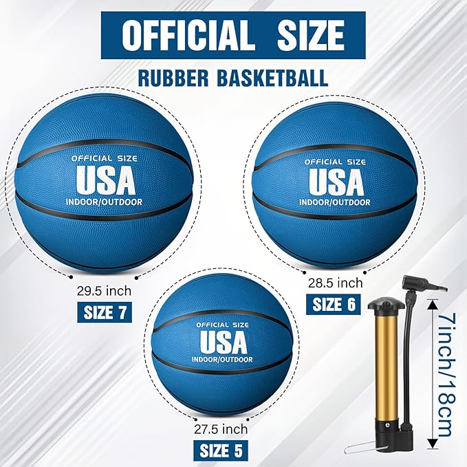 HyDren 12 Pcs Basketballs Bulk with Pump Donation Supplies Size 5/6/7 Deflated Basketball for Outside Sport Operation Machine Stitched Ball-StrideForce Fitness