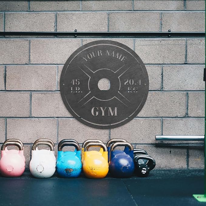 Personalized Home Gym LED Tin Metal Sign Multiple Sizes, Weight Lifting Exercise Workout Room Training Fitness Center Motivational Inspirational Quotes Decor Wall Art Hanging Accessories (11 w/o LED)-StrideForce Fitness