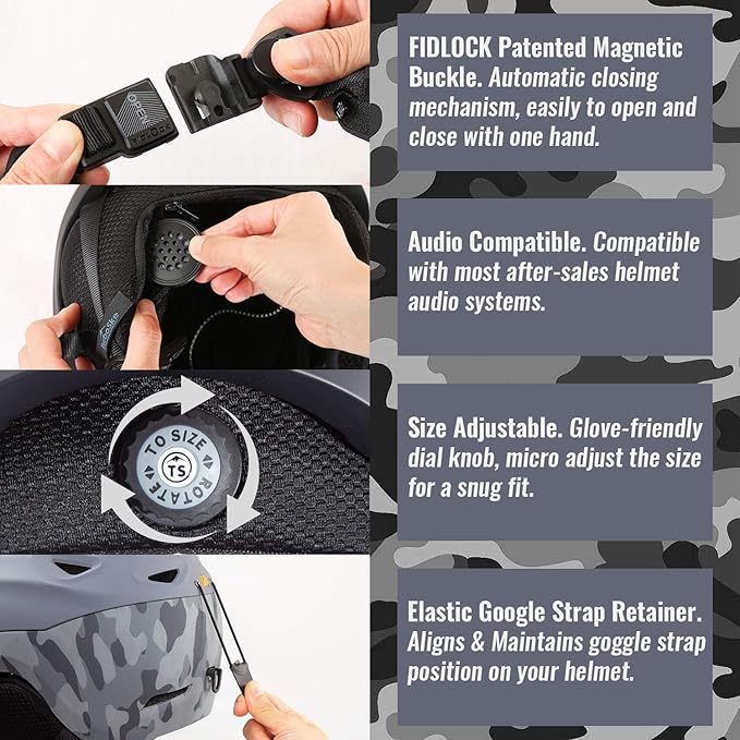 Ski and Snowboard Helmet - Active Ventilation, Audio Compatible Snow Sports Luxury Helmet With ASTM Standard Safety for Men, Women and Youth-StrideForce Fitness