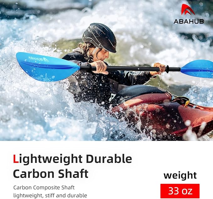 Abahub 1 x Carbon Kayak Paddles, 90.5 Inches Kayaking Oars for Boating, Canoeing with Free Paddle Leash, Carbon Fiber Shaft Black/Blue/Green/Orange/Yellow/White/Red Plastic Blades-StrideForce Fitness