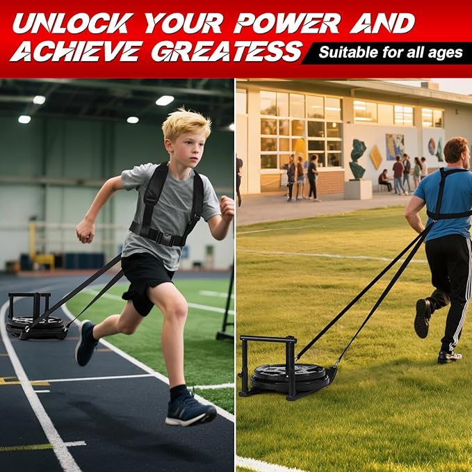 GADFISH Medium-Sized Weight Sled, Adjustable Height Workout Fitness Sled for Speed Training, Push and Pull Sleds for Exercise, Suitable for 1" & 2" Weight Plate, Applicable to Multiple Scenarios-StrideForce Fitness