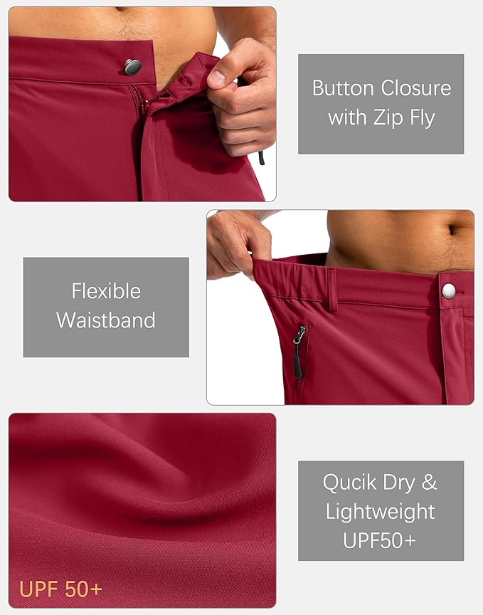 Pudolla Men's Hiking Cargo Shorts 9" Lightweight Outdoor Work Shorts for Men Travel Golf Camping Casual with 5 Zipper Pockets-StrideForce Fitness