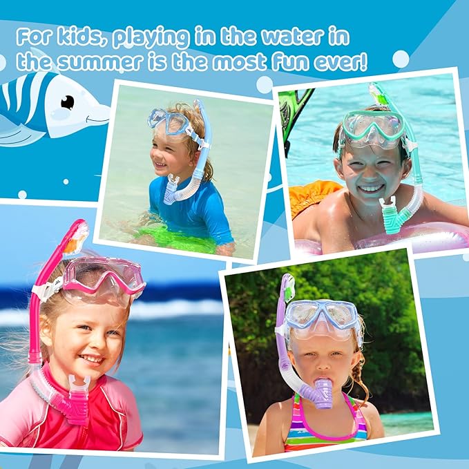 Dry Snorkel for Kids, Ultimate Snorkel Tube for Snorkeling, Freediving & Swimming, Easy-Breath Technology, Top-Mounted Dry Valve & Food-Grade Silicone Mouthpiece-StrideForce Fitness