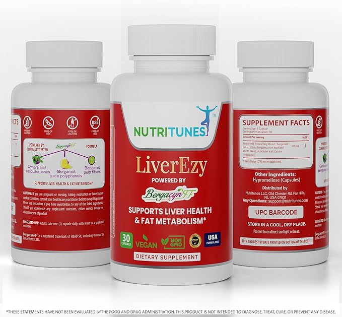 Liver Support Supplement–Supports Detox, Cleansing & Lipid Metabolism – with Bergacyn FF (Bergamot & Artichoke) – 30 LiverEzy Vegan Capsules-StrideForce Fitness