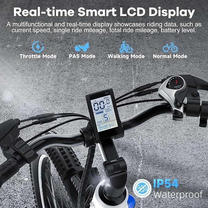 1000 Peak Electric Bike for Adults,up 80 Miles Removable Battery Ebike, 26" Electric E Bike with 7-Speed,Adult Electric Bicycles for Commute Beach Snow Womens All Terrain-StrideForce Fitness