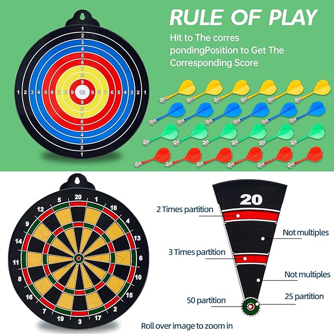 Magnetic Dart Board for Kids-12Magnetic Dart/Sticky Balls Or 2 Toy Gun+40 Foam Dart.Indoor/Outdoor Kids Games and Party Games,Christmas Birthday Gifts Toys for 3-12 Year Old Boys-StrideForce Fitness