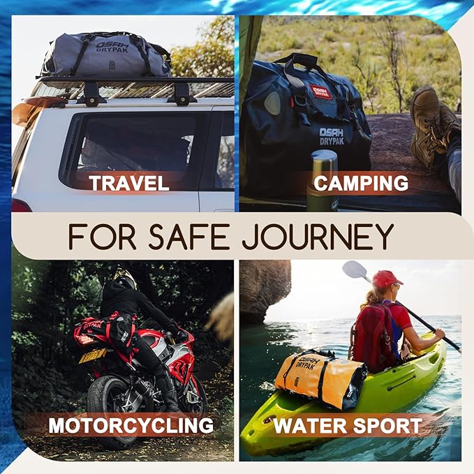 Waterproof Duffel Bag - Motorcycle Dry Bag Tail Bag with Large Storage Space, Waterproof Luggage Duffle Bags with Outer Mesh Zipper Pocket for Camping, Kayaking, Fishing & Traveling-StrideForce Fitness