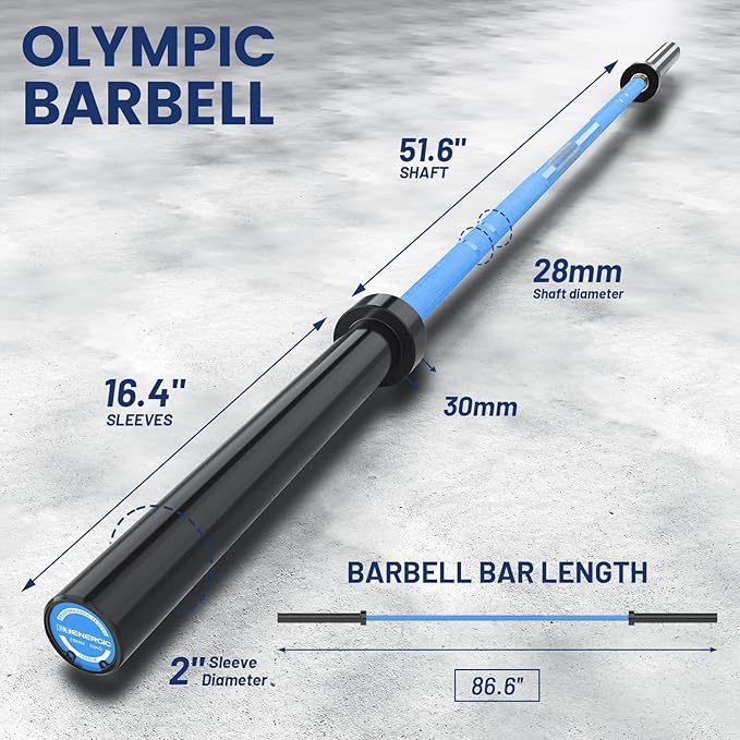 7ft Olympic Barbell Bar 45LB Load 1500lbs Capacity Available, for Gym Home Exercises, Weightlifting, Powerlifting for 2" Olympic Plates-StrideForce Fitness