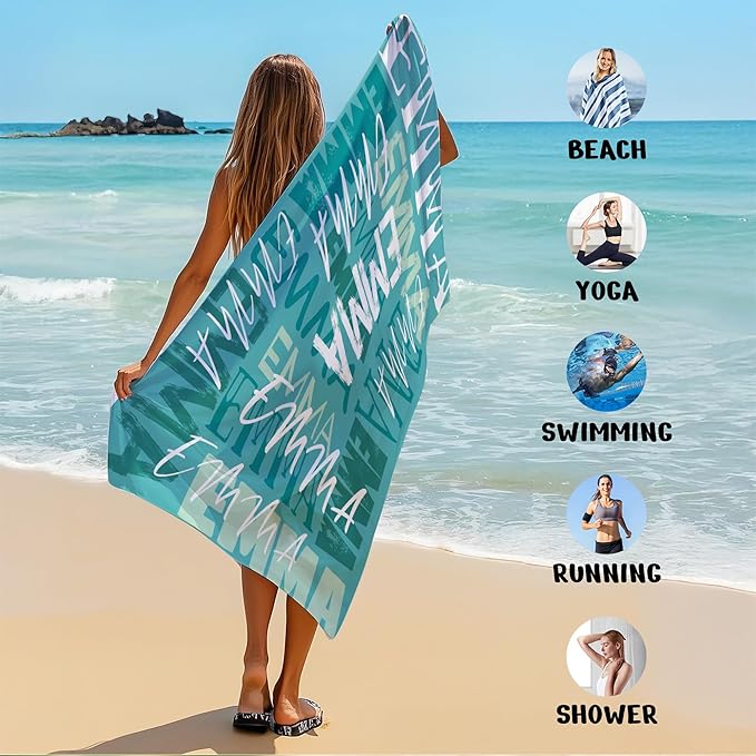 JML Personalized Beach Towel with Name, Custom Beach Towel with Name, Customized Microfiber Pool Towel, Quick Dry & Absorbent Swim Towel for Adult,Anniversary, Birthday, Summer Holiday,Vacation-StrideForce Fitness
