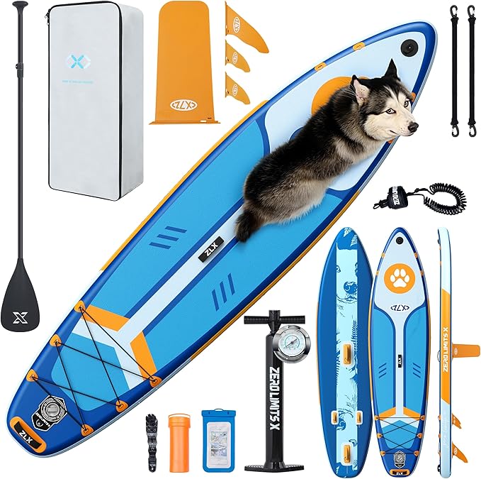 ZLX Inflatable Stand Up Paddle Board, 10'6" SUP Non-Slip Stable Deck Pad, Unique Center Fin, Premium Accessories, Portable Paddleboard for Adults, Beginners, All Skill Levels-StrideForce Fitness
