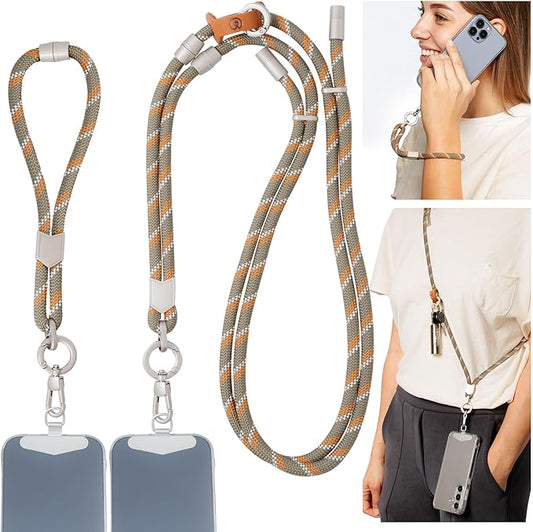 Pulpo 2-in-1 Cell Phone Wrist Strap and Lanyard Green & Orange - Anti Theft Phone Lanyard for Men & Women, Wrist Straps for Phones, Lanyards for Smartphones, Adjustable Cellphone Leash & Strap Tether-StrideForce Fitness