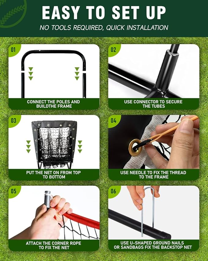 9 Hole Pitching Net, Heavy-Duty Baseball Net with Strike Zone for Pitching and Hitting, Height Adjustable Training Equipment with 9 Pocket Pitching Target for Baseball & Softball Practice-StrideForce Fitness