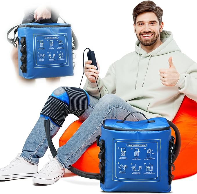Ice Machine for Knee After Surgery, Cold Therapy Machine Portable Cooling Universal Cold Packs System for Pain Relief/Knee/Shoulder-StrideForce Fitness
