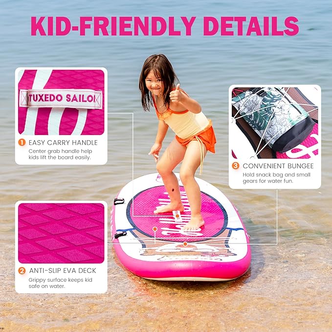 Tuxedo Sailor Kids Inflatable Paddle Board Lightweight and Safe Fishing Stand Up Paddle Board for Adults with Accessories-StrideForce Fitness