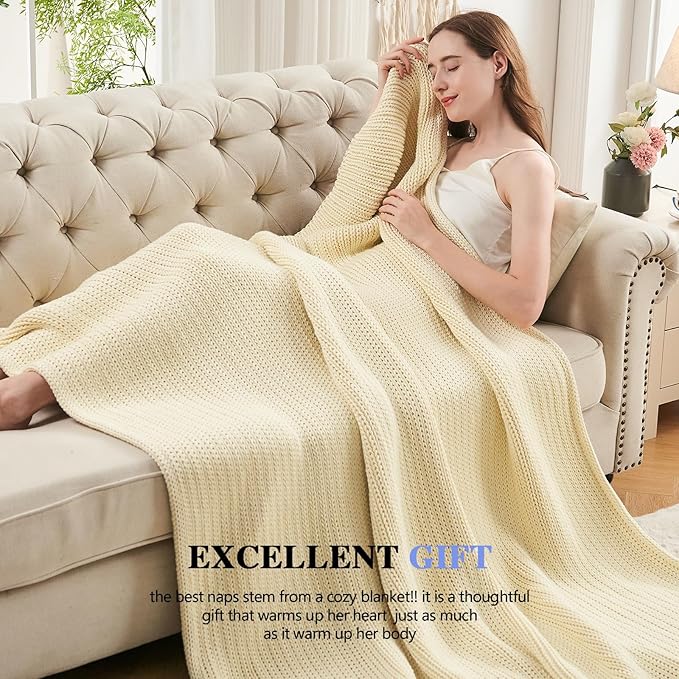 L'AGRATY Heavy Weighted Blanket - 50"x60", 10lbs Cooling Chunky Knit, Braided Crochet Throw with Thick Cable Yarn, Machine Washable-StrideForce Fitness