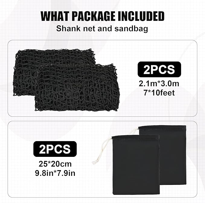 1/2PCS Golf Shank Net Attachment for Golf Hitting Nets with Sandbag, 7 * 7FT/7 * 10FT Golf Barrier Side Net,Golf Practice Hitting Net Barrier Net for Golf, Baseball, Hockey, Soccer (Black/Red-StrideForce Fitness